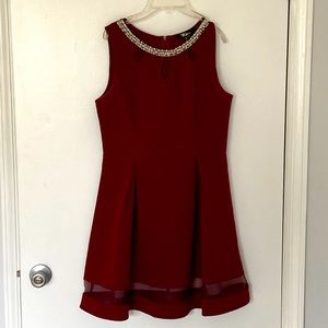 Skater dress with pearl jewel details on neck